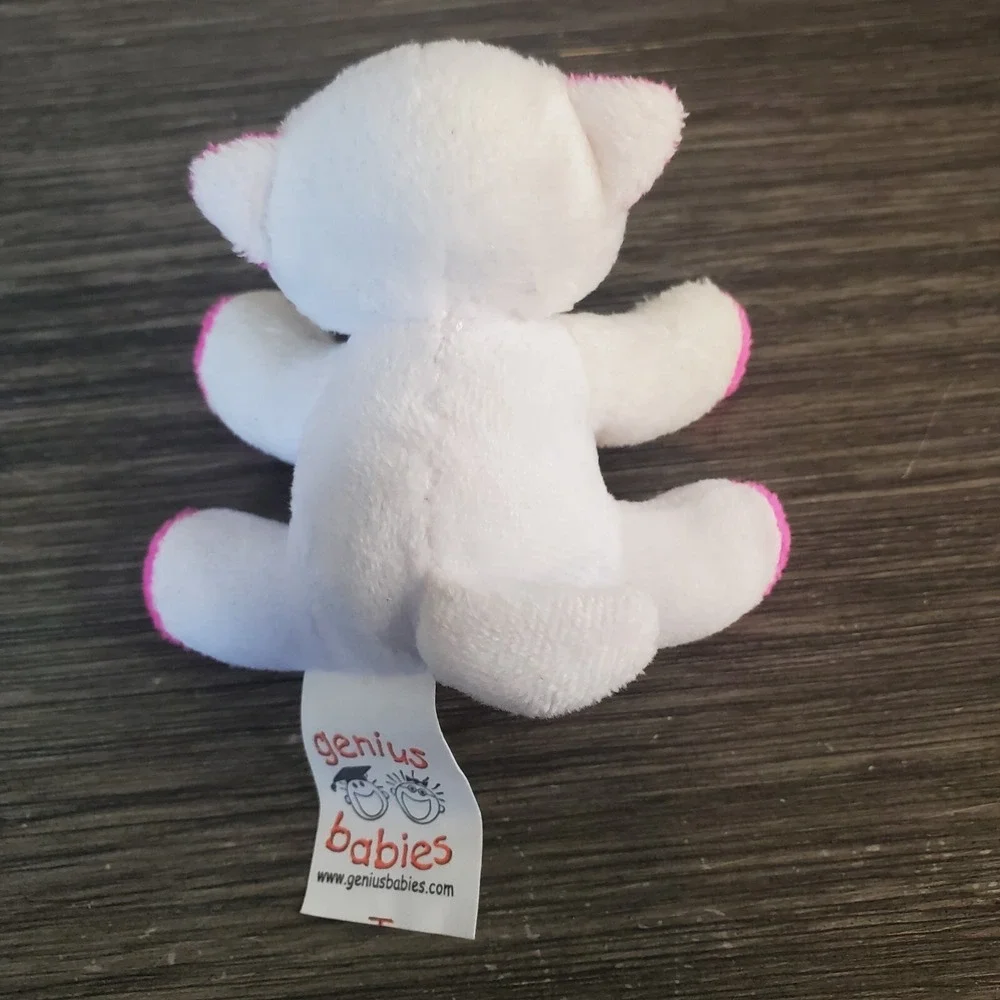 Genius Babies Ultra Mini Plush Squeaker Cat Tiny Plush Soft Kitty Pink Polka Dot